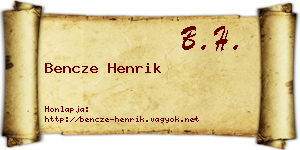 Bencze Henrik névjegykártya